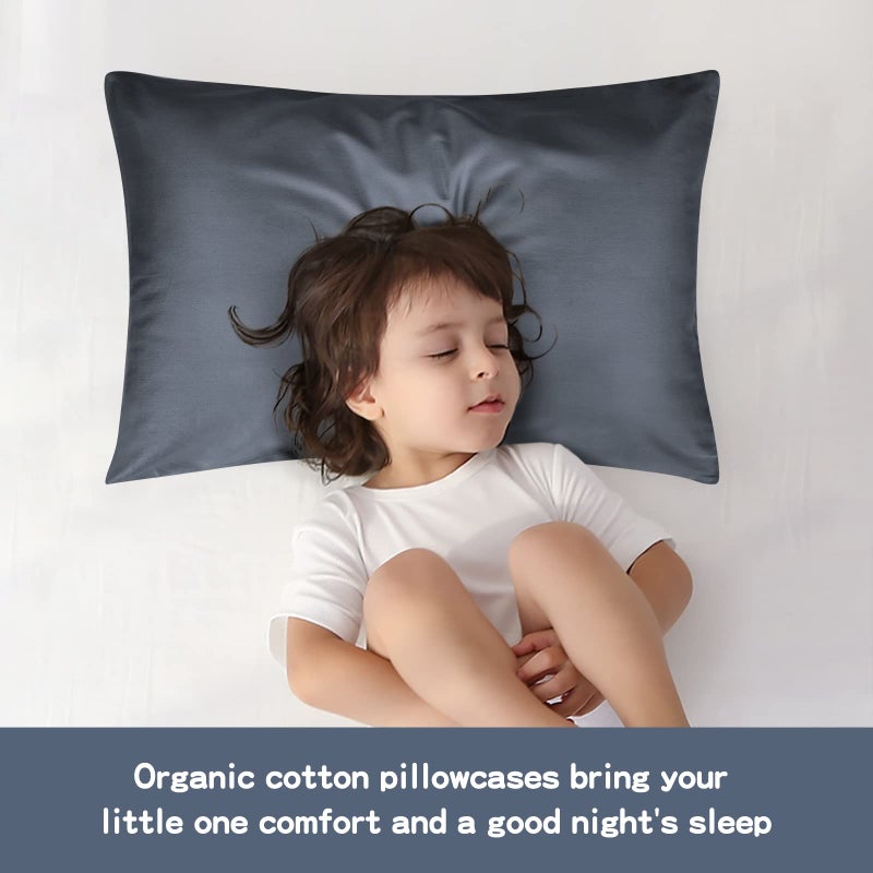 LULUSILK Organic Cotton Toddler Pillowcase 2 Pack, 14 x 20 Travel Pillow Case Cover for Babies, Kids, Boys and Girls, Soft and Breathable Small Pillow Cases with Envelope Closure, Dark Grey - Image 4